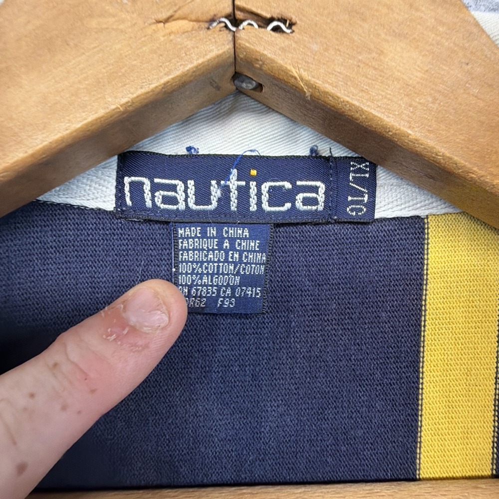 Nautica Polo Shirt Men XL Multicolor Striped Rugby Long Sleeve Color Block - Picture 2 of 7